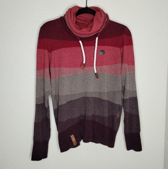 Naketano Stripe Cowl Neck Pullover Sweater Size XL - Picture 1 of 6